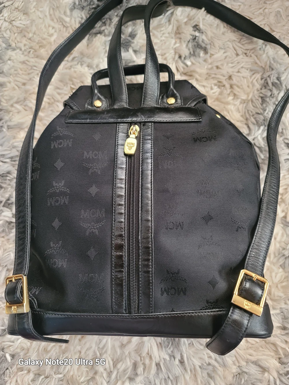 MCM Black Logo Jacquard Canvas Backpack - Black